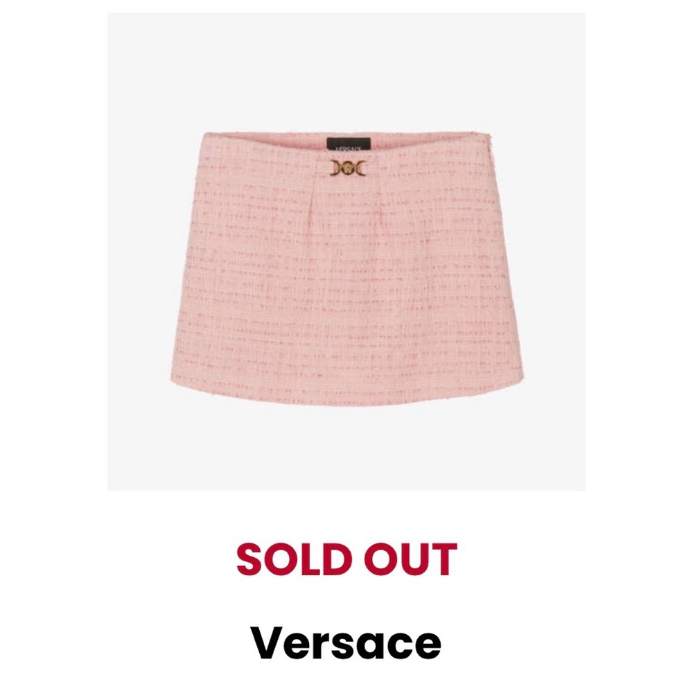 Versace Pink Tweed Shorts with Gold Medusa Detail